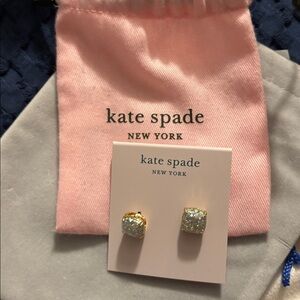 kate spade Glittering Square Earrings - Gold and Iridescent